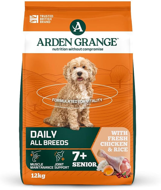 Arden Grange 2 Bag Deal (2 x 12kg) Adult Dog Senior Fresh Chicken & Rice