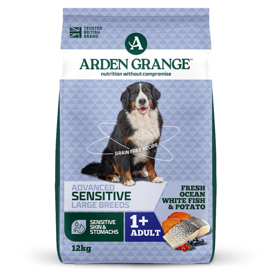 Arden Grange 2 Bag Deal (2 x 12kg) Adult Dry Dog Food Sensitive Ocean White Fish & Potato
