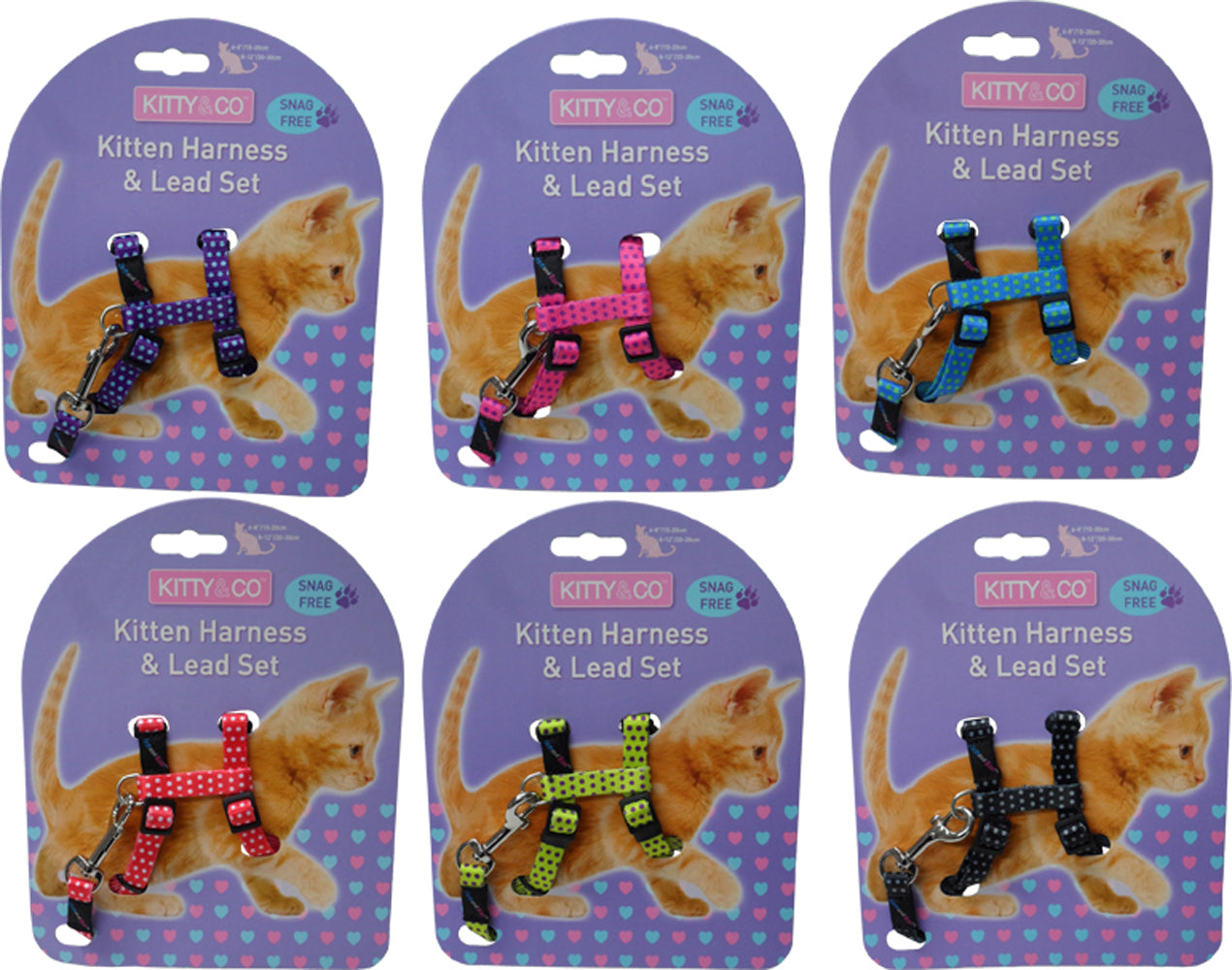 Hem & Boo Spotty Kitten Harness & Lead Set
