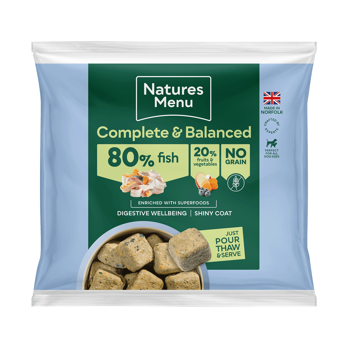 Natures Menu 80/20 Fish Frozen Nuggets 1kg