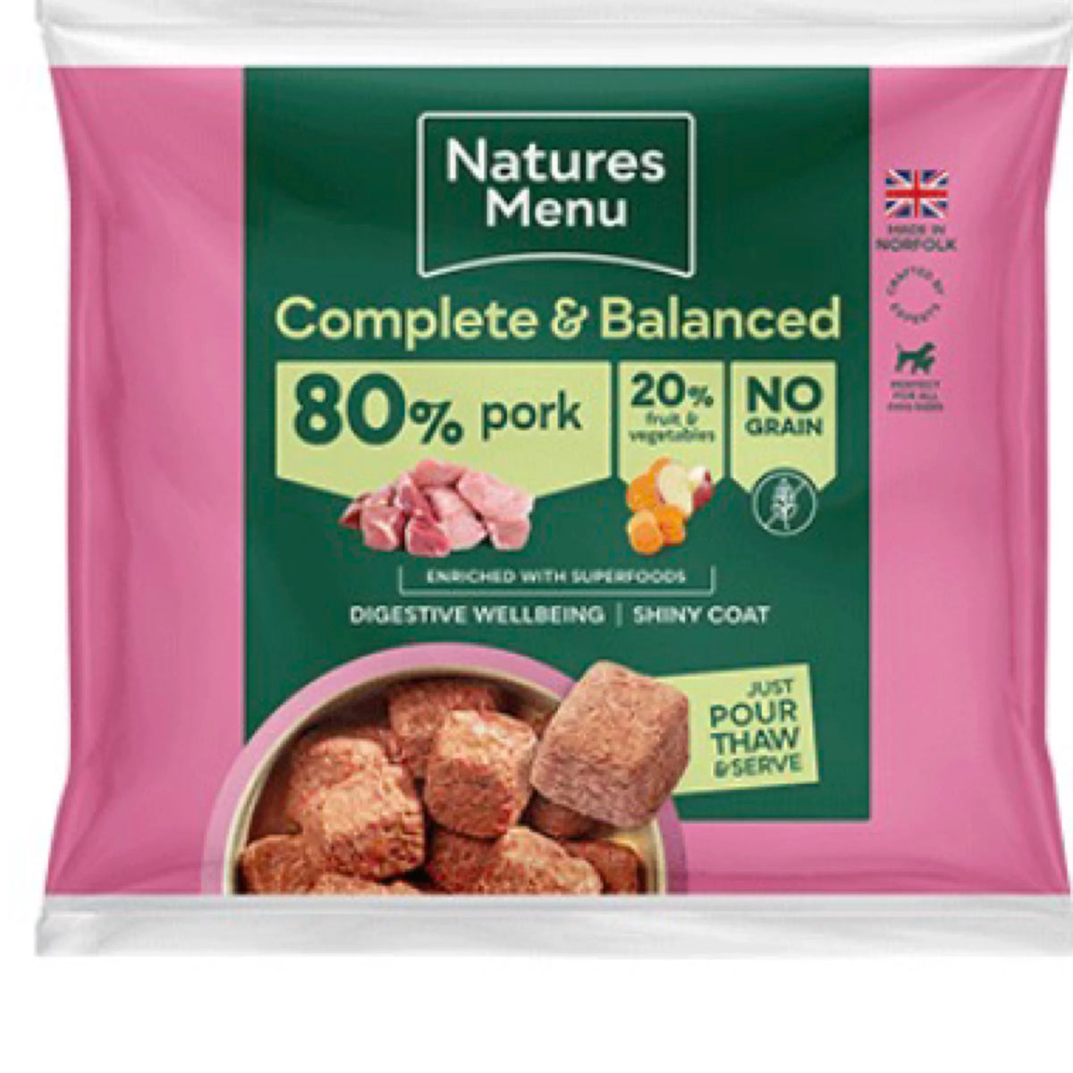 Natures Menu 80/20 Pork Frozen Nuggets 1kg
