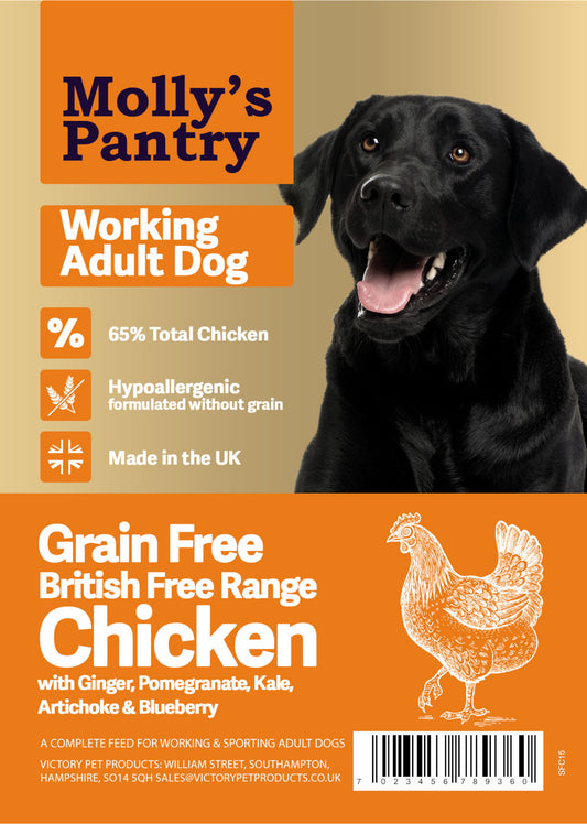 Molly's Pantry Working Dog 65% Free Range Chicken Superfood Adult Dog 15Kg