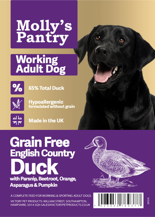 Molly's Pantry Working Dog 65% Country Duck Kibble 15Kg