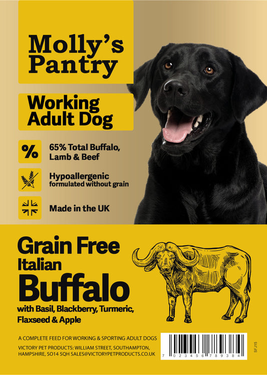 Molly's Pantry Working dog 65% Italian Buffalo Kibble 15Kg