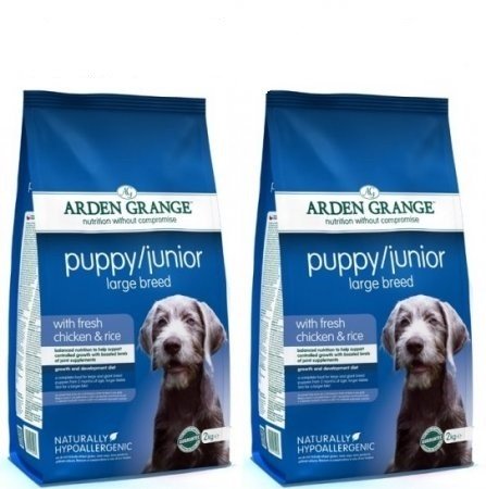 Arden Grange  2 Bag Deal (2 x 12kg) Dry Dog Food Puppy/Junior Large Breed Fresh Chicken & Rice