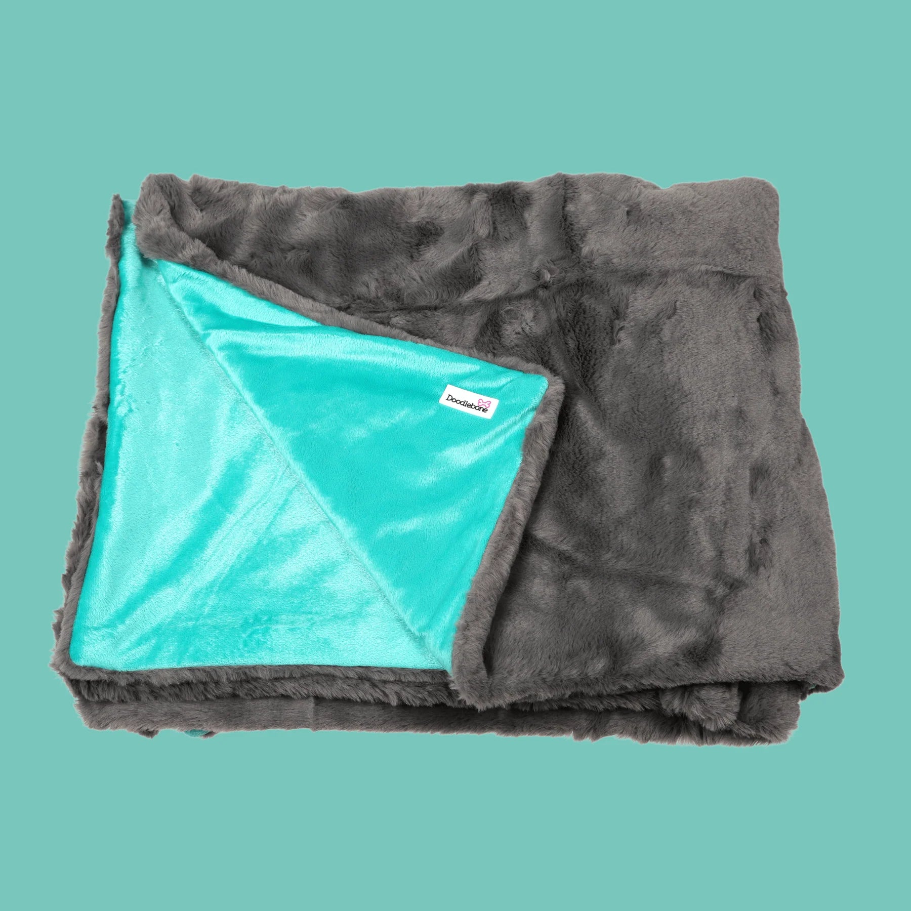 Doodlebone Faux Fur Blanket Slate & Teal