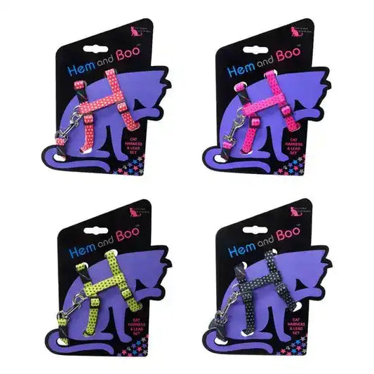 Hem & Boo Spotty Cat Harness Set